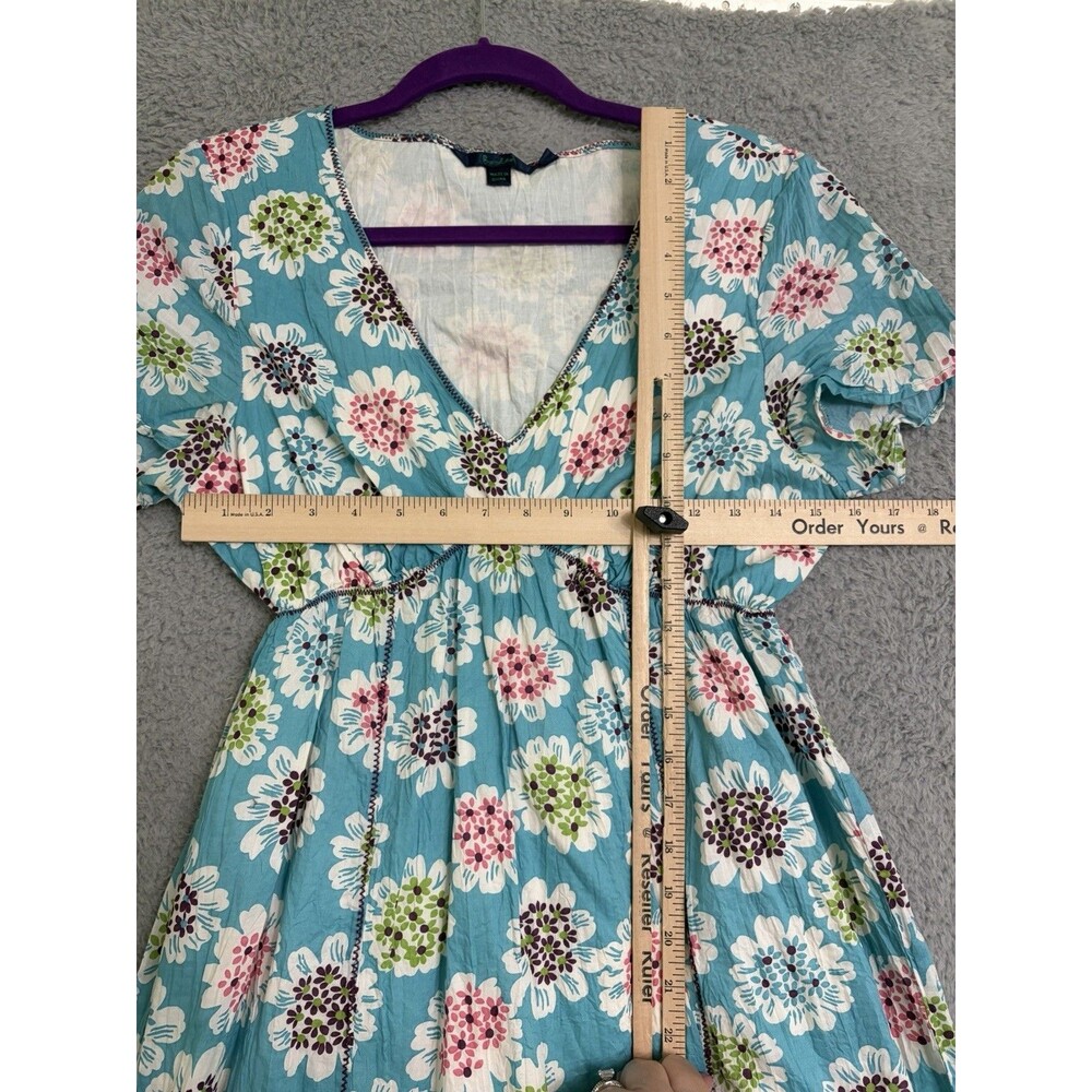 Boden Floral Fit And Flare Dress Size 10R Turquoise Cruise Beach - Picture 8 of 10